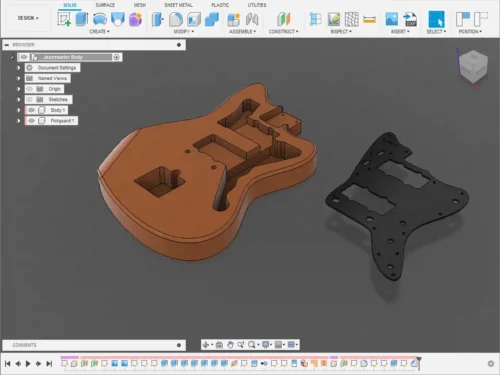 Fender Jazzmster Body 3D CAD Guitar Model