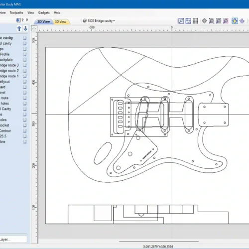 Fender Stratocaster Body - 2D Guitar Template DXF