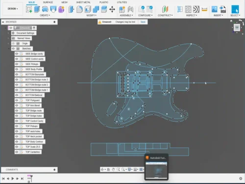 Fender Stratocaster Body - 2D Guitar Template DXF