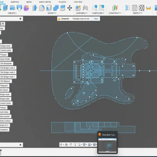 Fender Stratocaster Body - 2D Guitar Template DXF