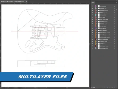 Fender Stratocaster Body - 2D Guitar Template DXF