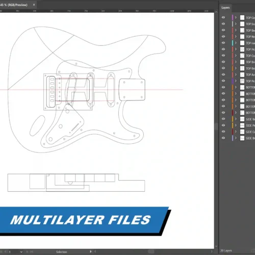 Fender Stratocaster Body - 2D Guitar Template DXF