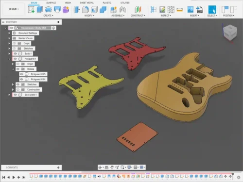 Fender Stratocaster Body HSH 3D CAD Guitar Model