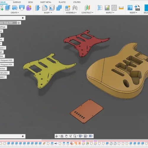 Fender Stratocaster Body HSH 3D CAD Guitar Model