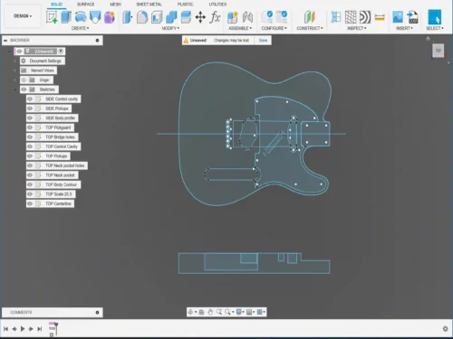 Fender Telecaster Body - 2D Guitar Template DXF