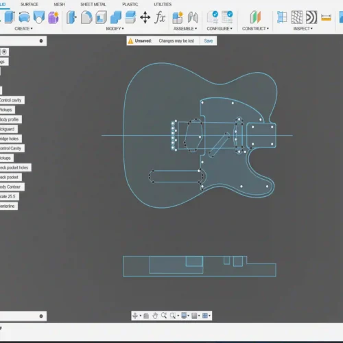 Fender Telecaster Body - 2D Guitar Template DXF