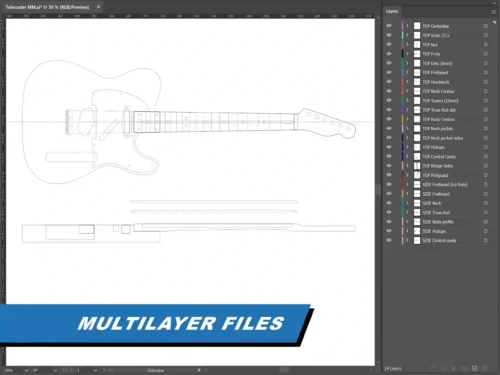 Fender Telecaster - 2D Guitar Template DXF