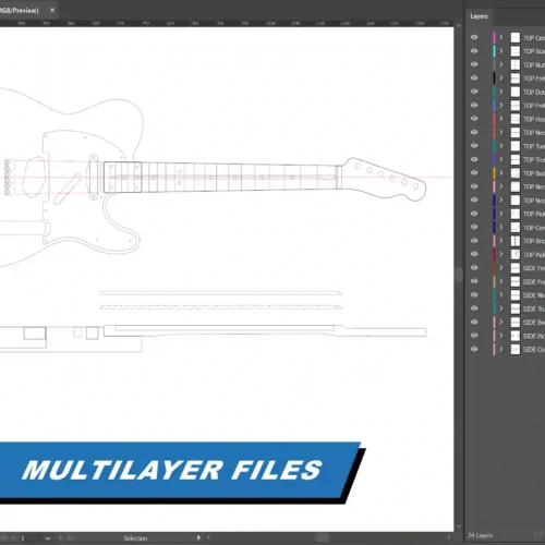 Fender Telecaster - 2D Guitar Template DXF