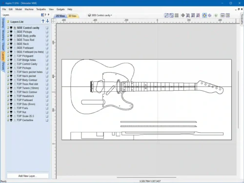 Fender Telecaster - 2D Guitar Template DXF