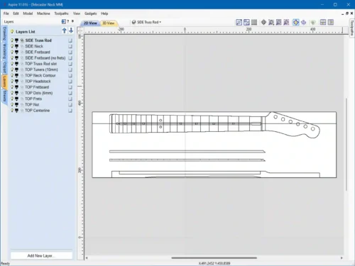 Fender Telecaster Neck - 2D Guitar Template DXF