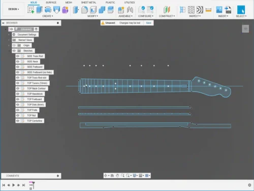 Fender Telecaster Neck - 2D Guitar Template DXF