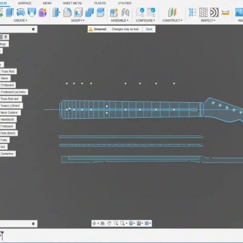 Fender Telecaster Neck - 2D Guitar Template DXF