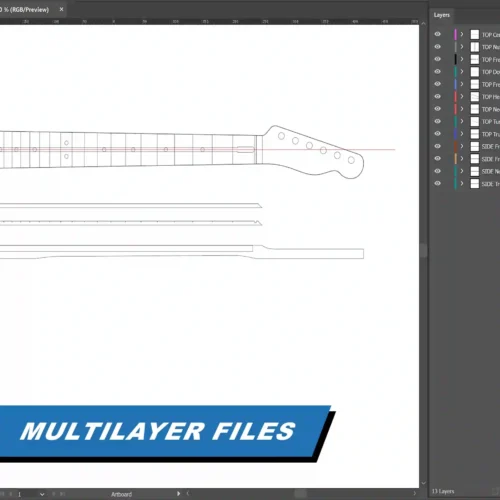 Fender Telecaster Neck - 2D Guitar Template DXF