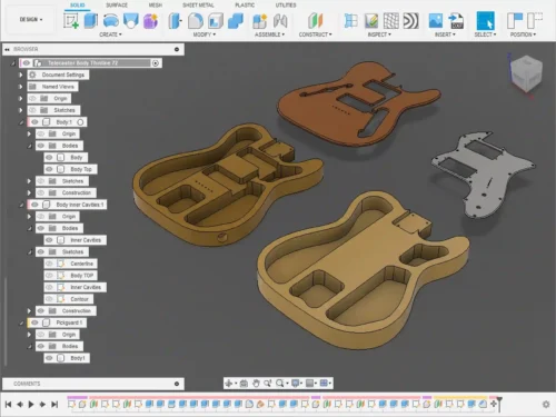 Fender Telecaster Thinline 72 Body 3D CAD Guitar Model