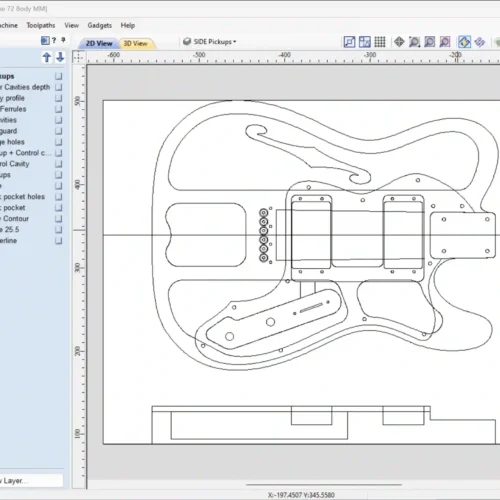 Fender Telecaster Thinline 72 Body - 2D Guitar Template DXF