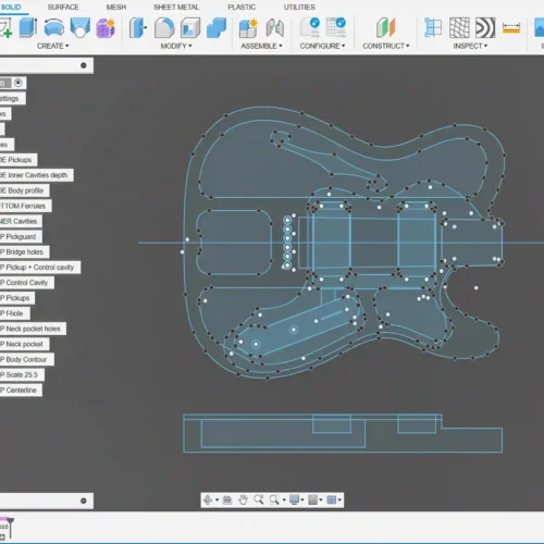 Fender Telecaster Thinline 72 Body - 2D Guitar Template DXF