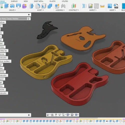 Fender Telecaster Thinline Body 3D CAD Guitar Model