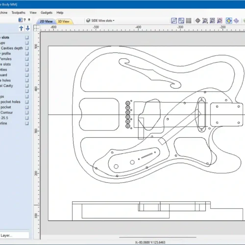Fender Telecaster Thinline Body - 2D Guitar Template DXF