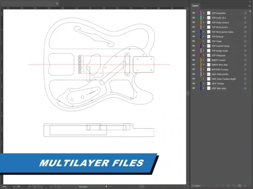 Fender Telecaster Thinline Body - 2D Guitar Template DXF