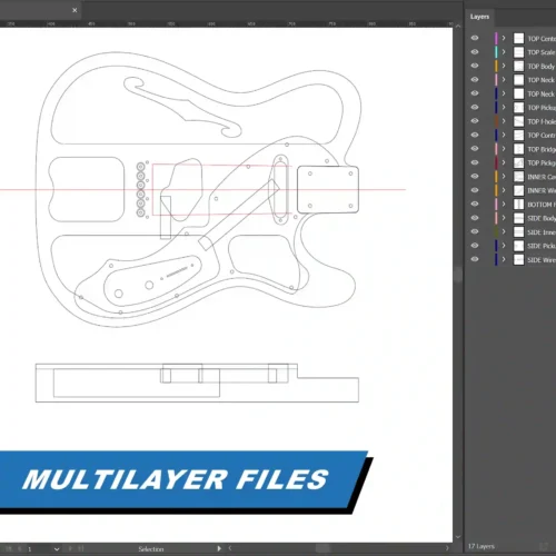 Fender Telecaster Thinline Body - 2D Guitar Template DXF